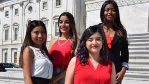 Interns posing at the stair of the Capitol.